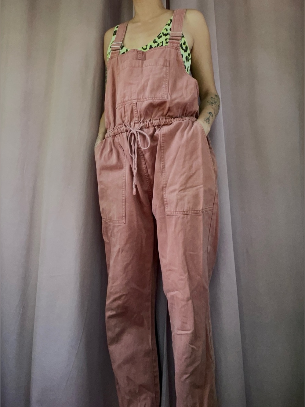 Le Lis Cotton Dusty Pink Overalls, S